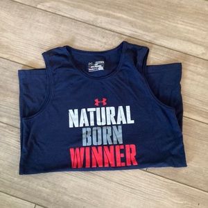 🌸 3/$15 Under Armour sleeveless navy & red tee, tank, youth xl